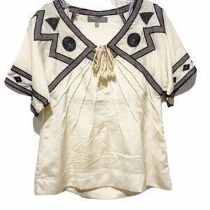 MISS ME Embroidered Aztec Cream Blouse
